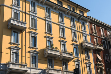 Fototapeta na wymiar Milan (Italy): buildings in via Procaccini