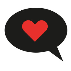Sprechblase mit Herz - schwarz - rot