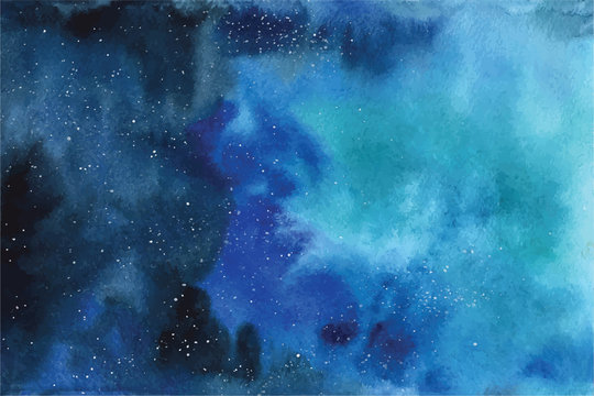 Watercolor vector background Space, stars, constellation, nebula