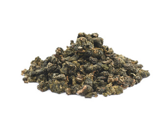 Pile of dried tea leaves isolated