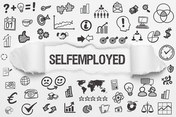 Selfemployed / weißes Papier mit Symbole