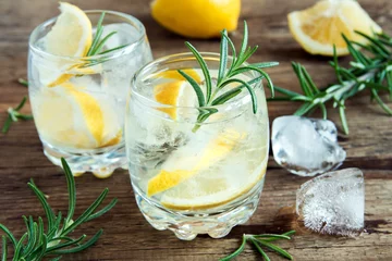 Fotobehang Alcoholic drink  with lemon, rosemary © mizina