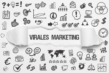 Virales Marketing / weißes Papier mit Symbole