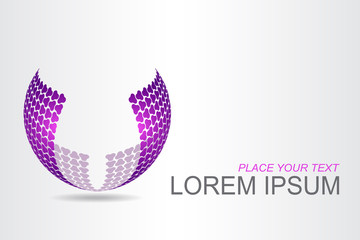 Logo stylized spherical surface with abstract shapes