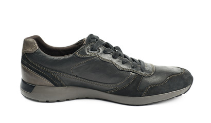 Casual black leather shoe isolated