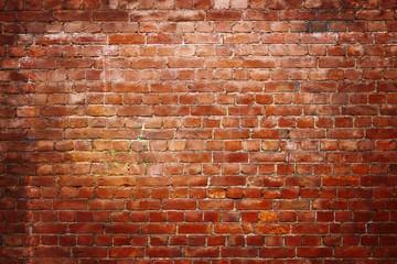 Fototapeta na wymiar grunge brick wall, red texture, background weathered surface