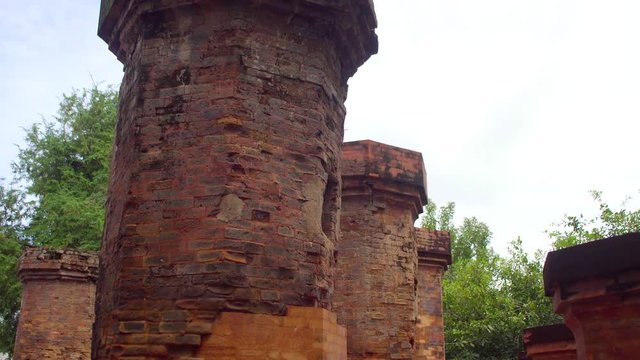 Old Brick cham towers in Nha Trang, landmark Vietnam. Asia Travel concept. Journey through Vietnam Concept.