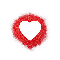 Glitter red heart with empty space for your text.