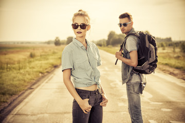 Fototapeta premium couple on the road