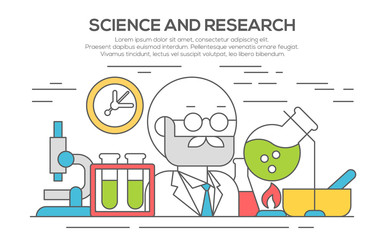 Science line flat concept illustration.