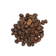 Pile of roasted coffee beans isolated