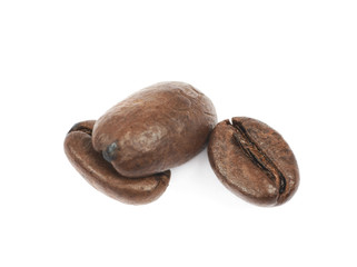 Pile of roasted coffee beans isolated