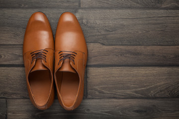 Men's Accessories. Shoes. On the wooden floor. For your design.