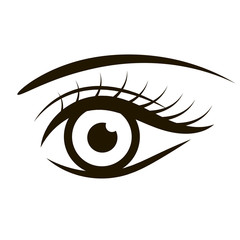 Female black eye isolated on white background