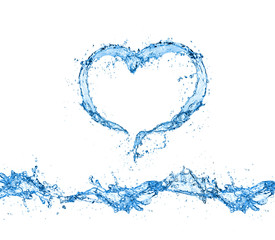 heart water splash isolate on white background.