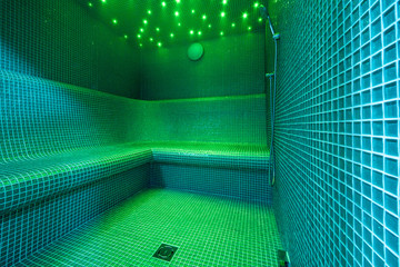 Green light sauna room