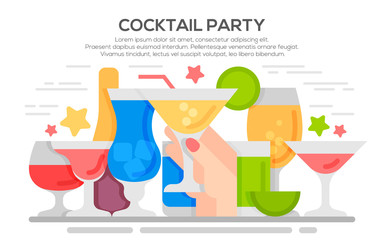 Cocktail party invitation concept template