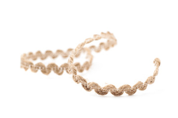 Fragment of a linen rope isolated