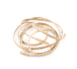 Pile of a linen rope string isolated