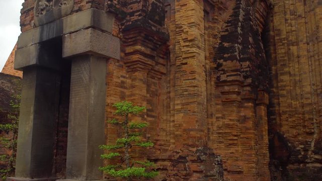 Old Brick cham towers in Nha Trang, landmark Vietnam. Asia Travel concept. Journey through Vietnam Concept.