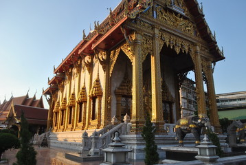Beautiful Architecture Buddhist Building Wat samien nari Temple bangkok thailand