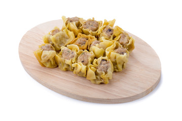 Chinese Steamed Dumpling on white background.