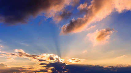 Fototapeta na wymiar Dramatic sky with cloud at sunset.