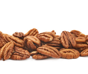 Pile of pecan nuts isolated