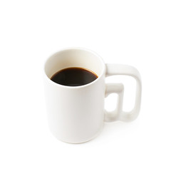 White ceramic cup of coffee isolated