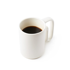 White ceramic cup of coffee isolated