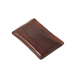 Leather card holder wallet isolated