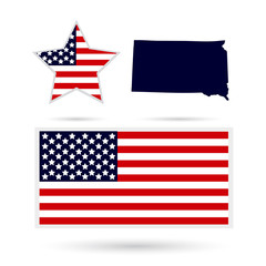 Map of the U.S. state of South Dakota on a white background. Ame