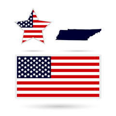 Map of the U.S. state of Tennessee on a white background. Americ