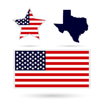 Map of the U.S. state of Texas on a white background. American f