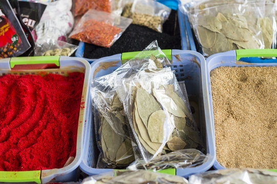 Goods on the stall at the Siab Dekhkhan Bazaar in Samarkand, Uzbekistan