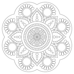 Oriental pattern. Traditional round coloring ornament. Mandala.