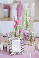 Wedding table decor. Beautiful  set for an event party or  reception