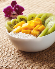 Fruit smoothie with mango, kiwi