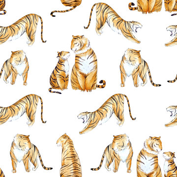 Watercolor vector tropical pattern