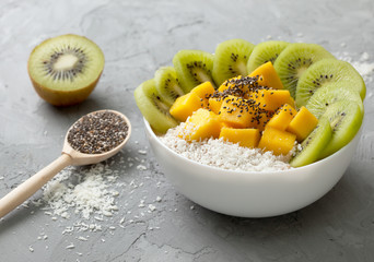 Banana smoothie with mango, kiwi ,chia seeds