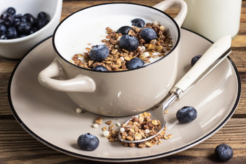 Healthy breakfast with  granola
