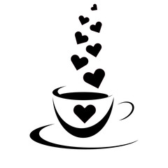 Tasse mit Herz und Herz-Dampf 