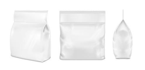 White blank plastic or paper washing powder packaging.