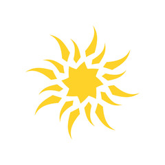 Abstract yellow sun icon.