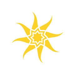 Abstract yellow sun icon.