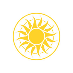Abstract yellow sun icon.