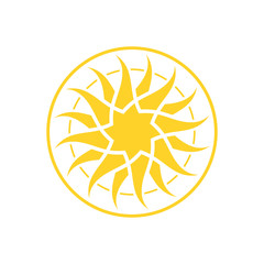 Abstract yellow sun icon.