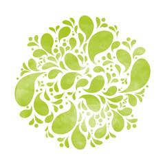 Round watercolor leaf decoration vector