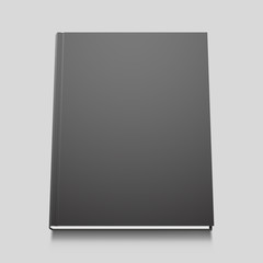 Vector black book template, realistic design, isolated illustration