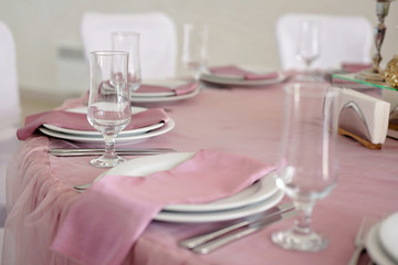 Wedding table decor. Beautiful  set for an event party or  reception